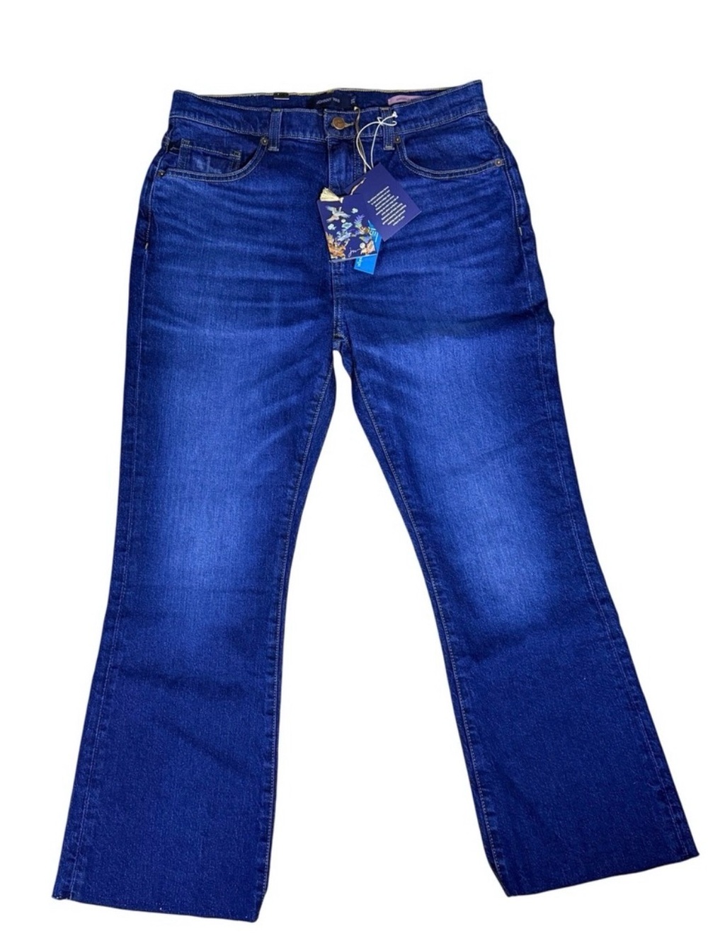 Johnny Was Womens Size 31 Marseille Baby Boot Jeans Dark Wash‎ Cropped Raw Hem